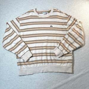 Quiksilver Striped Crewneck Sweatshirt, Beige/Brown - XL